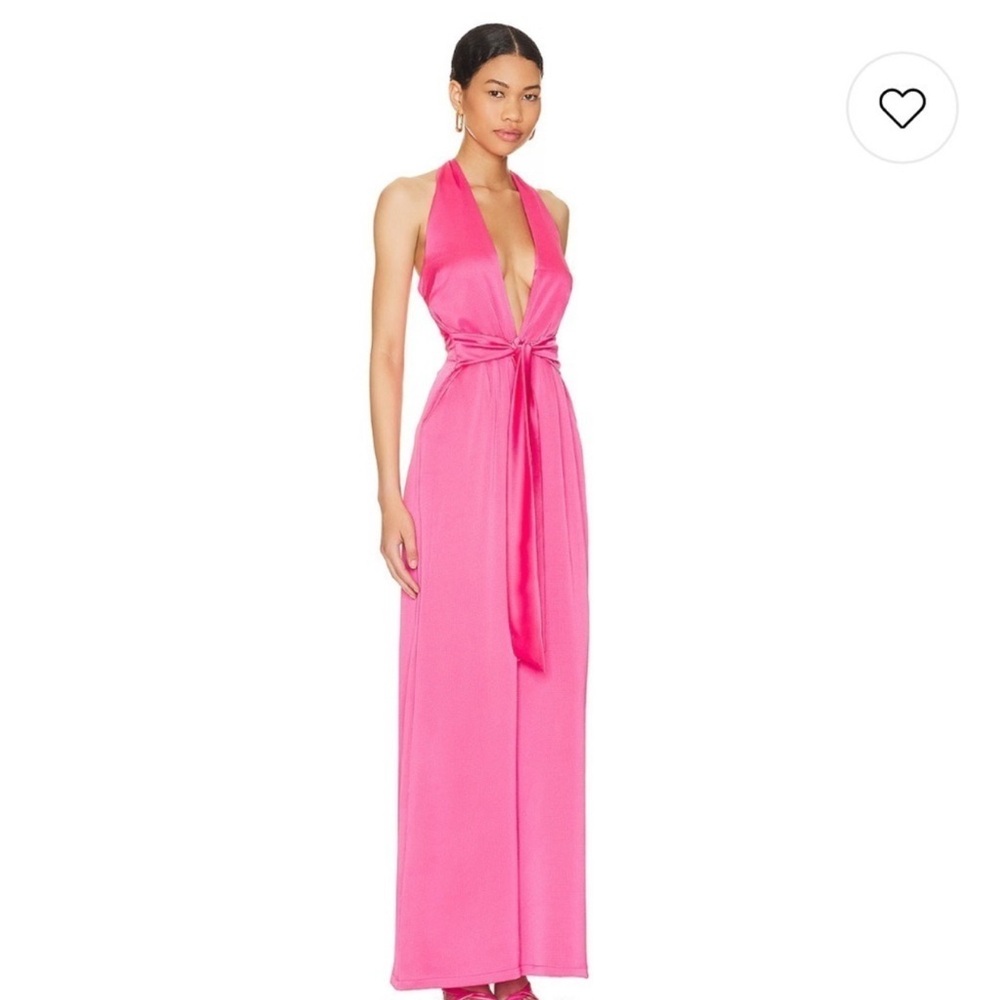 Nookie Hot Pink Plunge Halter Jumpsuit - Picture 3 of 5